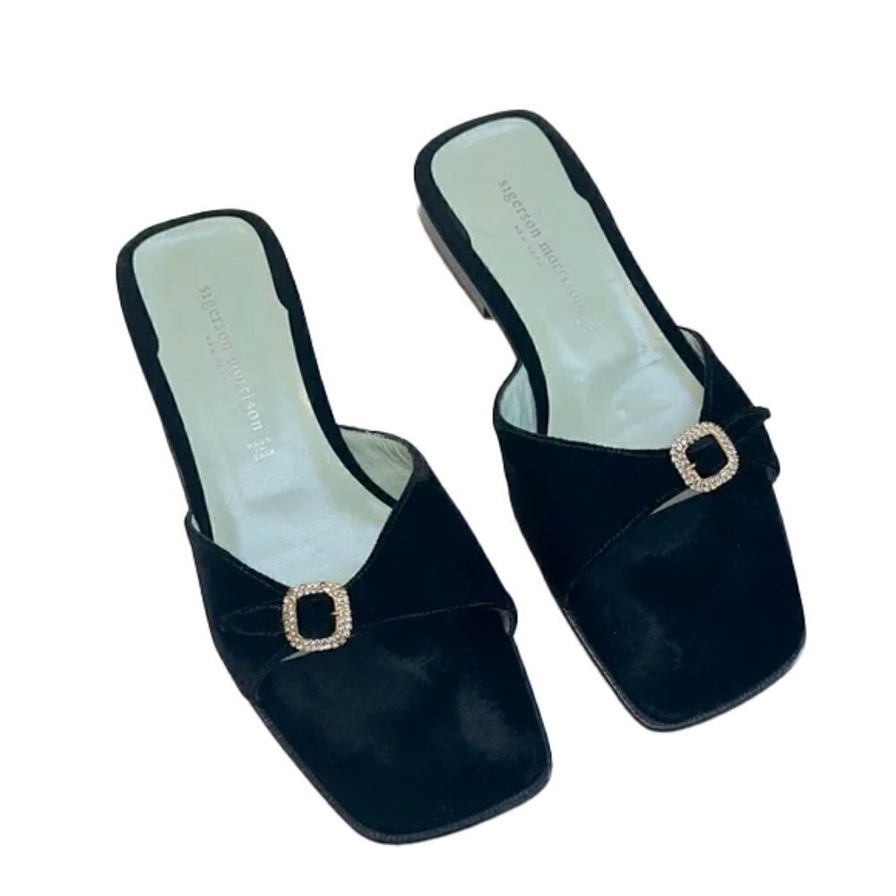 SIGERSON MORRISON DESIGNER VELVET RHINESTONE SHOES MADE IN ITALY SIZE 9.5